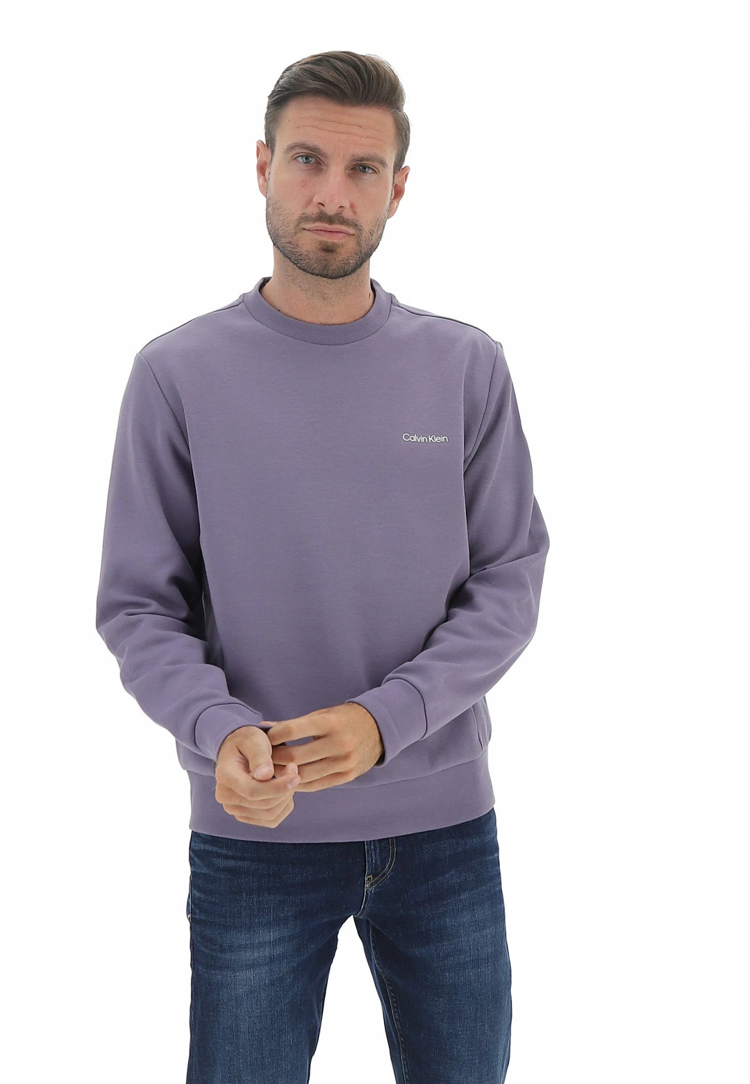 Felpa Girocollo Calvin Klein Uomo Con Logo In Rilievo A Contrasto 3 Felpa Girocollo Calvin Klein Uomo Con Logo In Rilievo A Contrasto