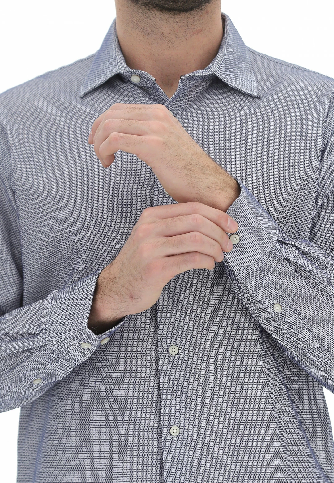 Camicia In Cotone Age In Microfantasia Con Collo Alla Francese 6 Camicia In Cotone Age In Microfantasia Con Collo Alla Francese - immagine 4