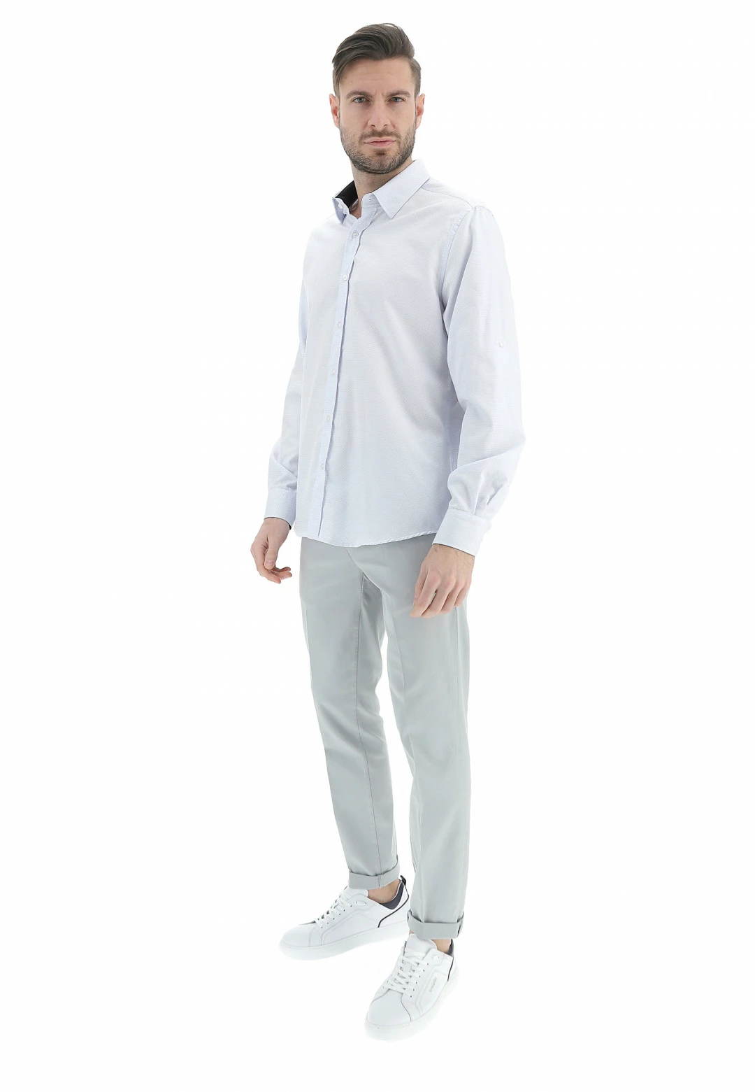 EKS Camicia Fashion èks Uomo Slim Fit Con Microfantasia All Over 6 EKS Camicia Fashion èks Uomo Slim Fit Con Microfantasia All Over - immagine 4