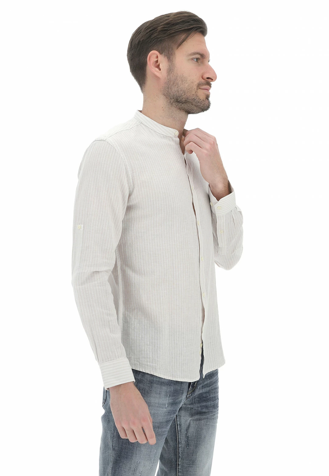 Over-D Camicia Over/d Con Collo Alla Corena In Misto Lino A Righe 4 Over-D Camicia Over/d Con Collo Alla Corena In Misto Lino A Righe - immagine 2