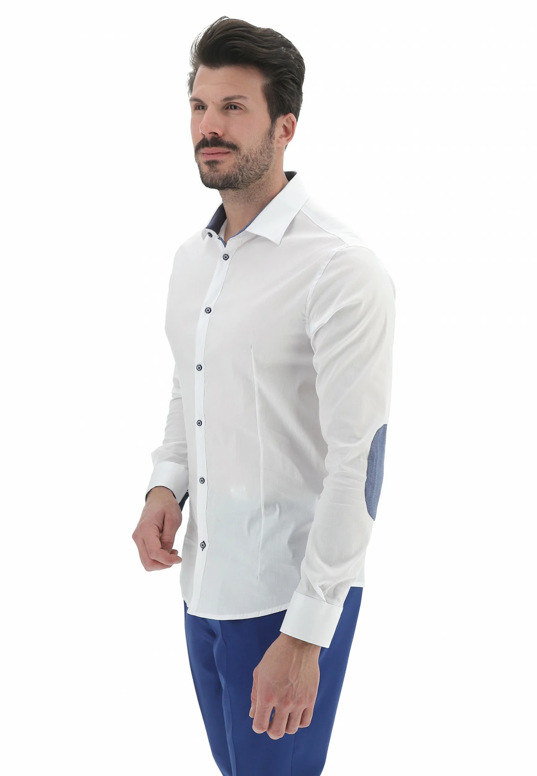 EKS Camicia Tinta Unita Stretch Toppe A Contrasto èks 4 EKS Camicia Tinta Unita Stretch Toppe A Contrasto èks - immagine 2