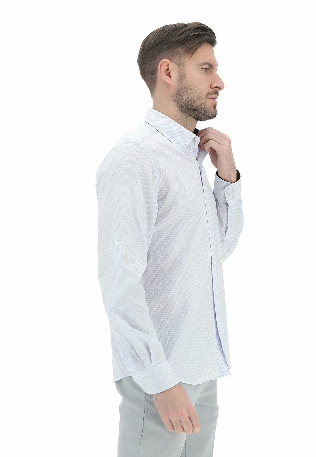 EKS Camicia Fashion èks Uomo Slim Fit Con Microfantasia All Over 4 EKS Camicia Fashion èks Uomo Slim Fit Con Microfantasia All Over - immagine 2