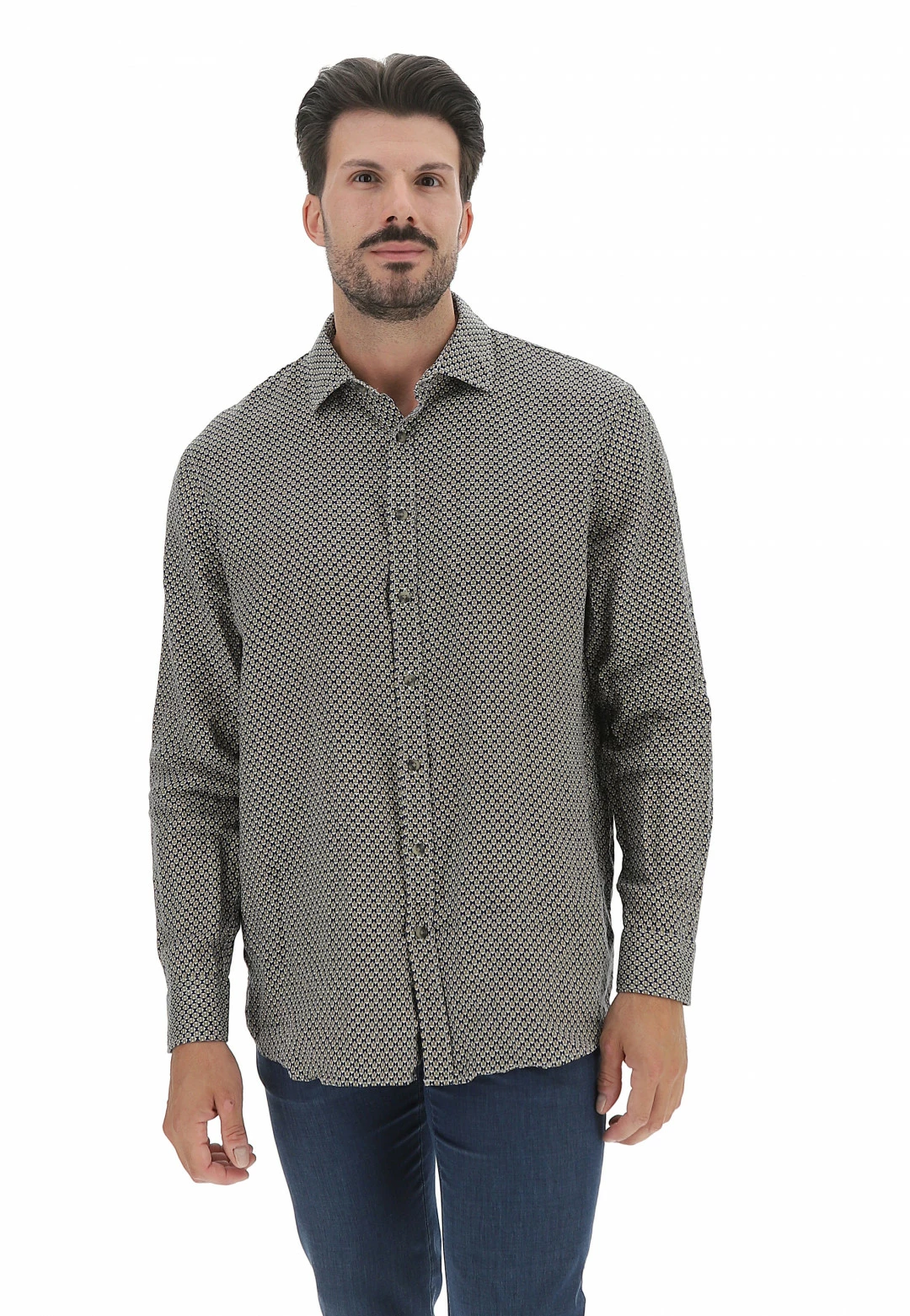 Camicia Uomo Olymp In Lino Con Fantasia All Over 3 Camicia Uomo Olymp In Lino Con Fantasia All Over