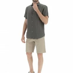 YES.ZEE Camicia In Lino Manica Corta Yes Zee Uomo -Lacoste shop 78843b94de12d4e943e6692e821957d7