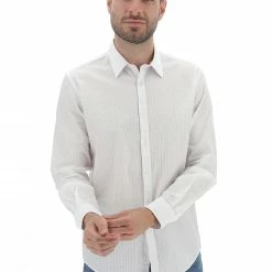 Camicia Age Uomo Tinta Unita In Cotone Con Tramatura Ruvida