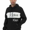 Calvin Klein Jeans Felpa Garzata Calvin Klein J30j321541 Con Cappuccio E Logo A Contrasto