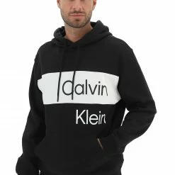 Calvin Klein Jeans Felpa Garzata Calvin Klein J30j321541 Con Cappuccio E Logo A Contrasto