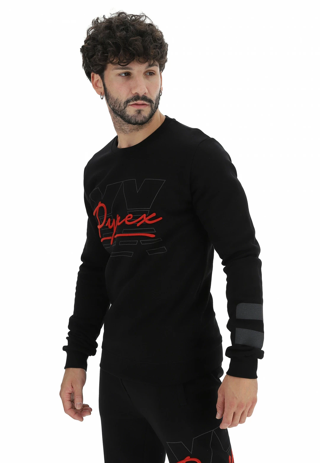 Felpa Girocollo In Cotone Felpato Pyrex Con Logo In Corsivo Ricamato 3 Felpa Girocollo In Cotone Felpato Pyrex Con Logo In Corsivo Ricamato