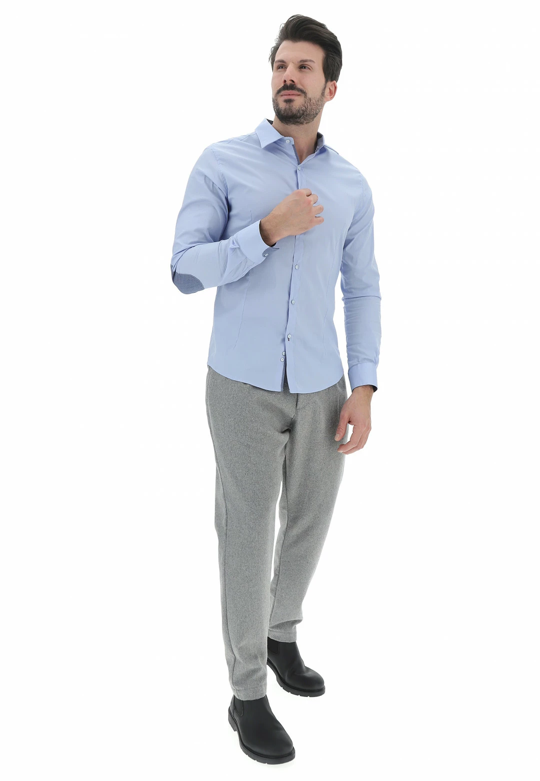 EKS Camicia èks Uomo Stretch Con Dettagli Toppe A Contrasto Made In Italy 6 EKS Camicia èks Uomo Stretch Con Dettagli Toppe A Contrasto Made In Italy - immagine 4