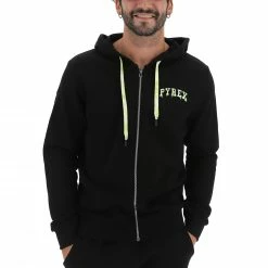 Felpa Pyrex Con Zip Cappuccio E Logo Gommato Fluo