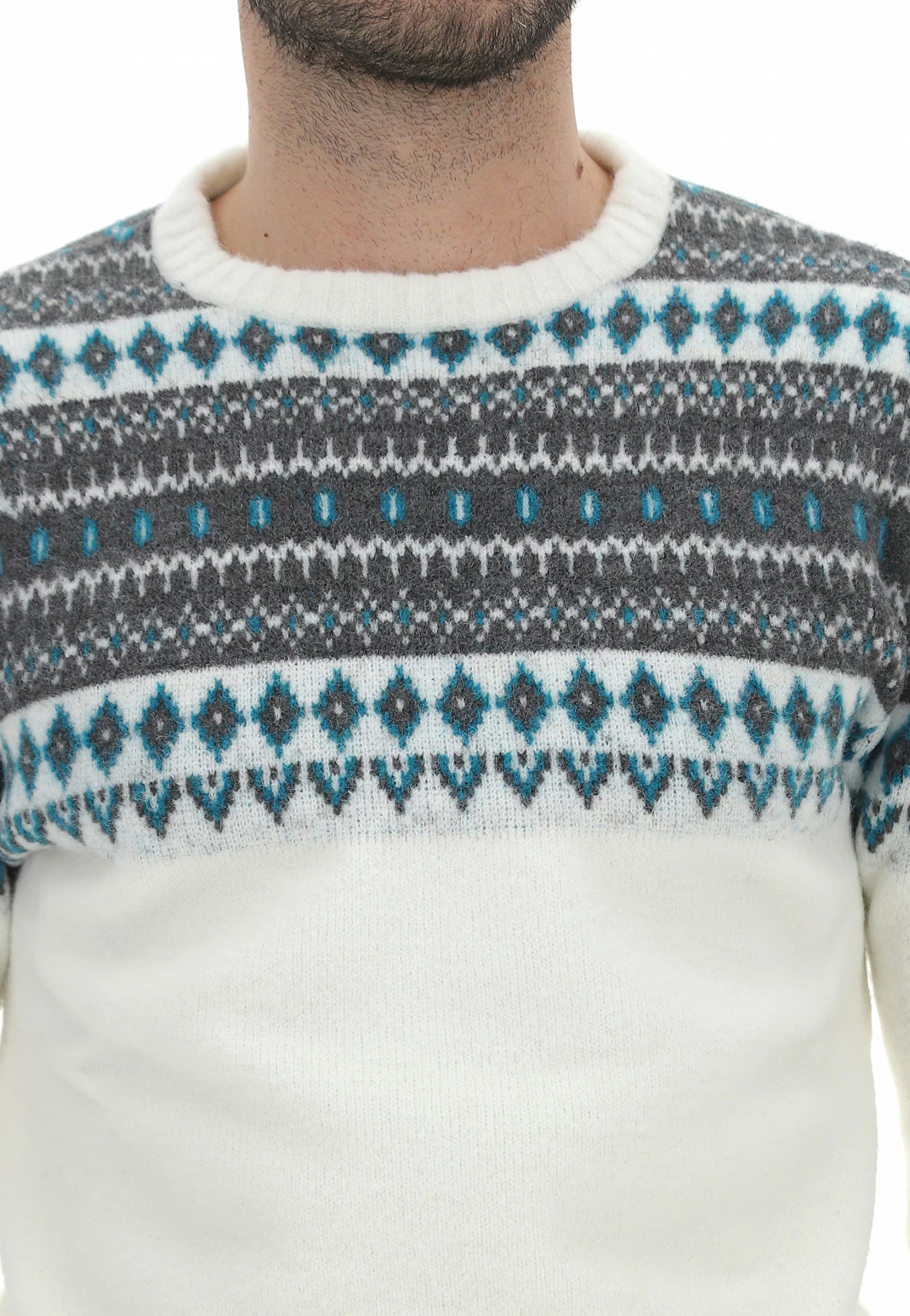 Maglione Age Girocollo In Misto Lana Made In Italy Con Fantasia 6 Maglione Age Girocollo In Misto Lana Made In Italy Con Fantasia - immagine 4