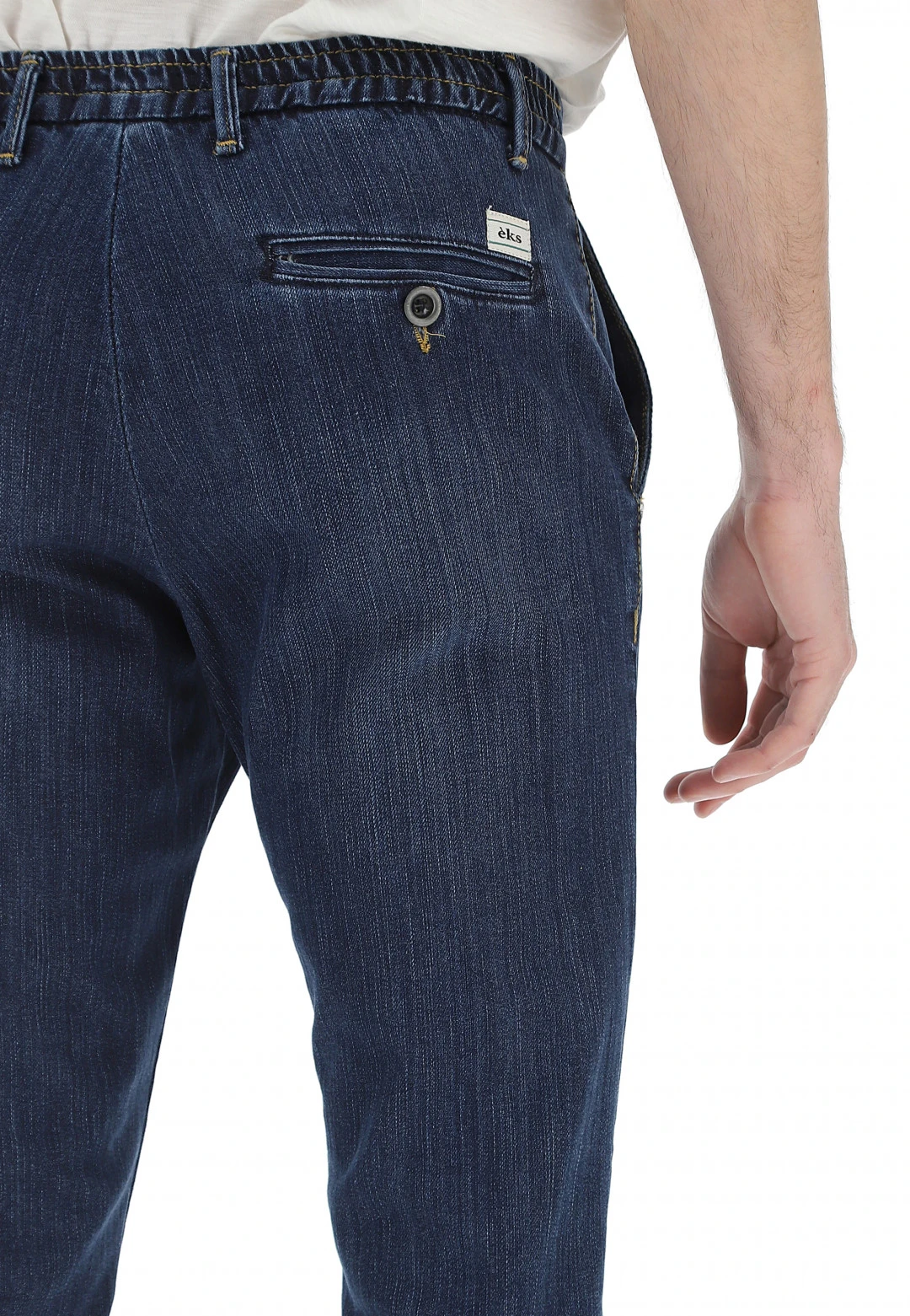 Pantalone Chino In Denim Con Elastico Sul Retro Eks 7 Pantalone Chino In Denim Con Elastico Sul Retro Eks - immagine 5