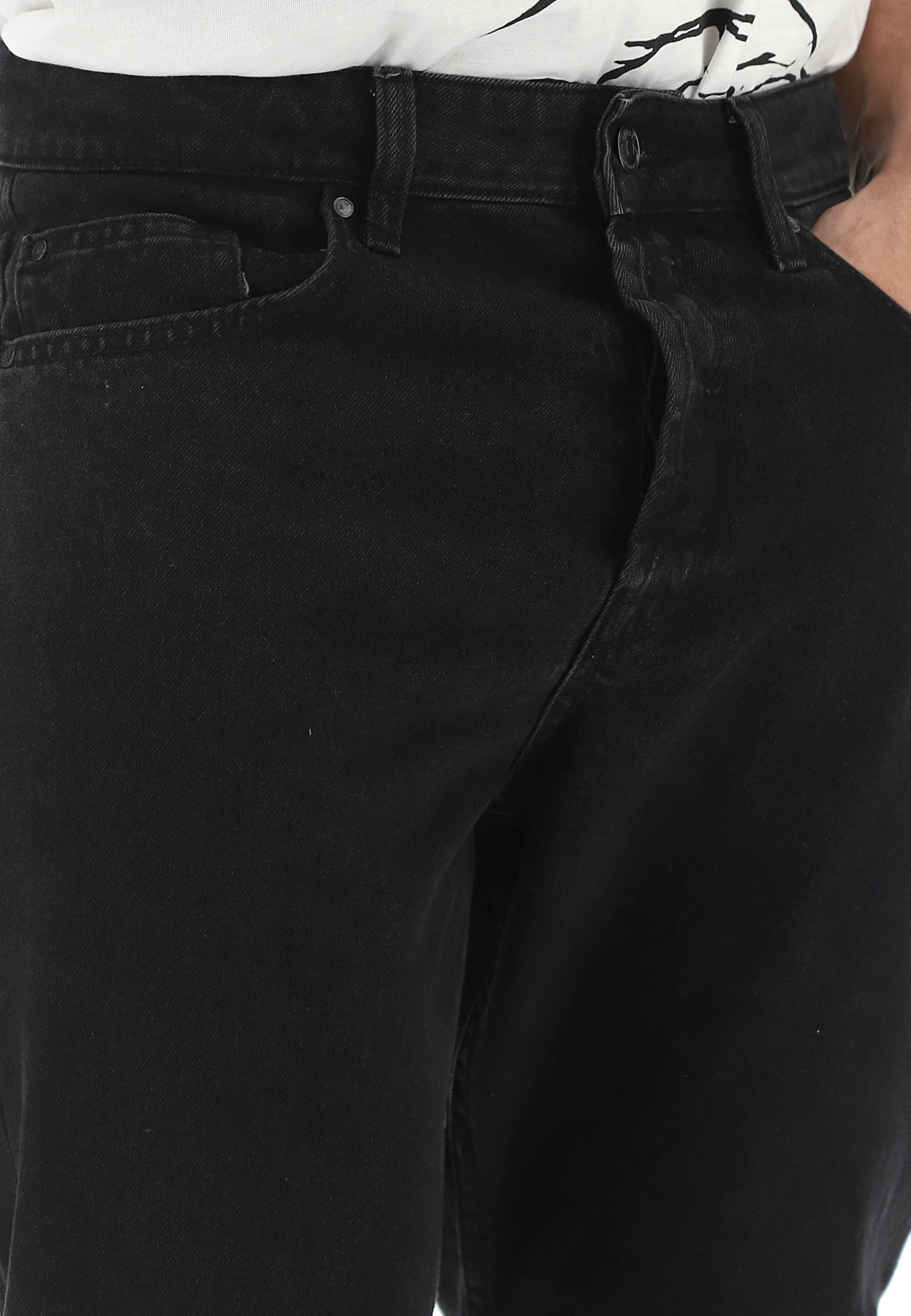 ONLY E SONS Jeans Uomo Only 22022962 Mod. Avi Cropped In Tinta Unita Nero 7 ONLY E SONS Jeans Uomo Only 22022962 Mod. Avi Cropped In Tinta Unita Nero - immagine 5