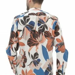 Camicia Age Uomo Con Collo Coreana E Fantasia Florelae In Lino E Cotone -Lacoste shop 90b6017028fafc6c6dfc42739f05c5b5