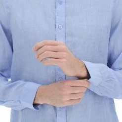 Camicia Coreana In Lino Manica Lunga Gianni Lupo -Lacoste shop 93404b055f83b4a710a767b512b04324