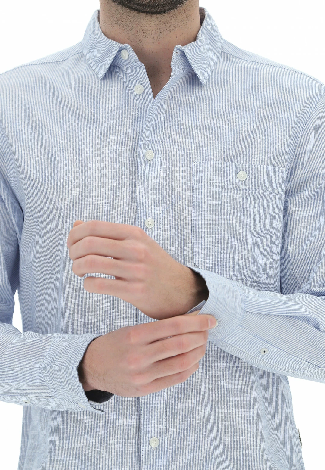 Camicia Blend Uomo Rigata All Over Con Taschino Sul Petto 16 Camicia Blend Uomo Rigata All Over Con Taschino Sul Petto - immagine 14