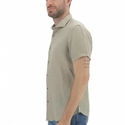 YES.ZEE Camicia In Lino Manica Corta Yes Zee Uomo -Lacoste shop 959a9f6ed41de41df9f2e2798573a7a0