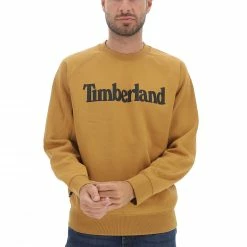 Felpa Girocollo Timberland Uomo Con Scritta Logo A Contrasto