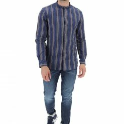 Gaudi Camicia Coreana Misto Lino Rigata Gaudì Regular Fit -Lacoste shop 9d17cb047e45a1cb81301f0355ec903a