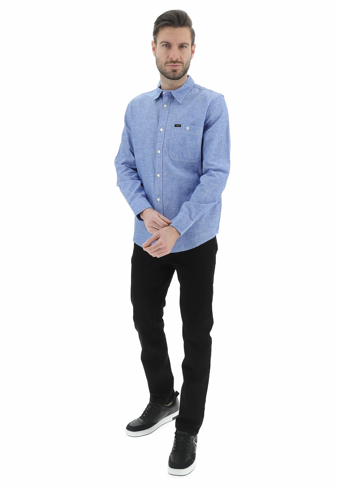 Camicia Uomo Lee In Misto Cotone E Lino Tinta Unita 7 Camicia Uomo Lee In Misto Cotone E Lino Tinta Unita - immagine 5