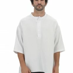 Camicia Catch Over Fit Collo Alla Coreana Con Bottoni A Serafino