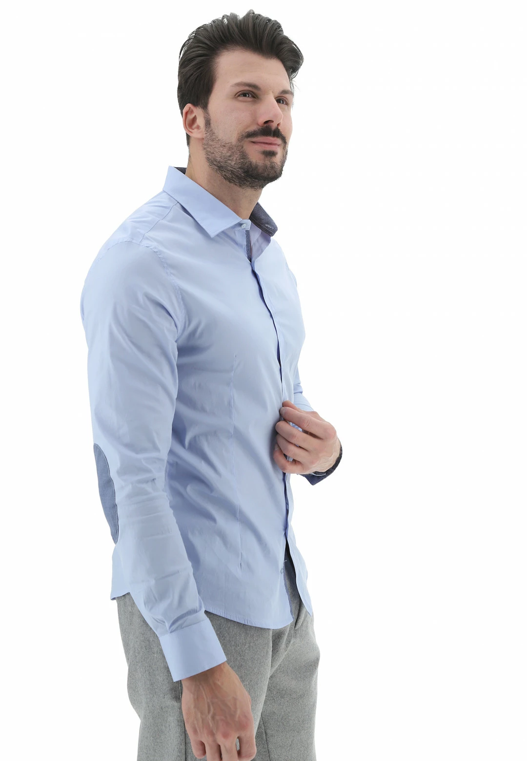 EKS Camicia èks Uomo Stretch Con Dettagli Toppe A Contrasto Made In Italy 4 EKS Camicia èks Uomo Stretch Con Dettagli Toppe A Contrasto Made In Italy - immagine 2