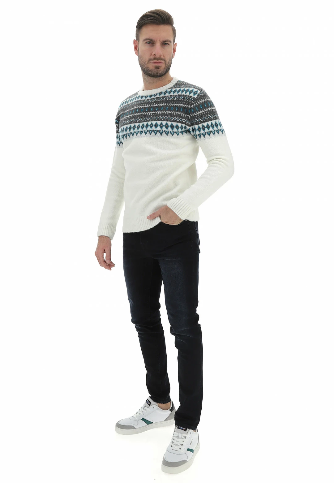 Maglione Age Girocollo In Misto Lana Made In Italy Con Fantasia 7 Maglione Age Girocollo In Misto Lana Made In Italy Con Fantasia - immagine 5