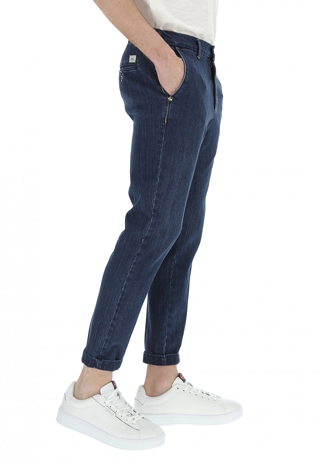 Pantalone Chino In Denim Con Elastico Sul Retro Eks 4 Pantalone Chino In Denim Con Elastico Sul Retro Eks - immagine 2