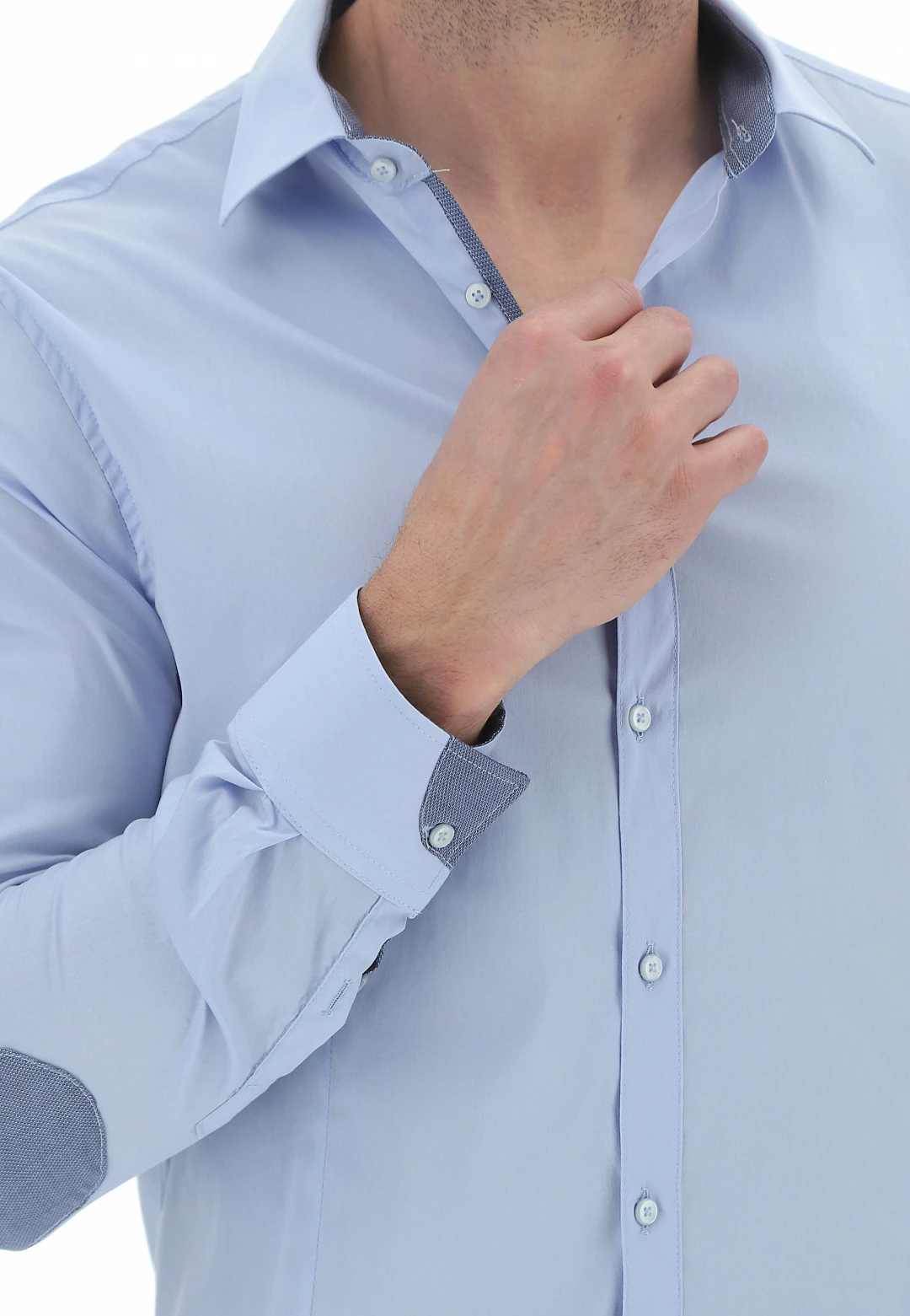 EKS Camicia Tinta Unita Stretch Toppe A Contrasto èks 11 EKS Camicia Tinta Unita Stretch Toppe A Contrasto èks - immagine 9