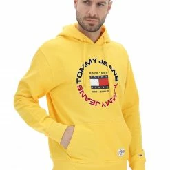 Tommy Hilfiger Jeans Felpa Tommy Jeans Con Cappuccio E Logo Centrale Stampato In Rilievo E Tasca A Marsupio