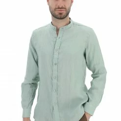 Camicia Coreana In Lino Manica Lunga Gianni Lupo