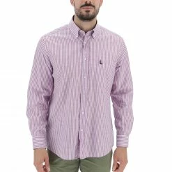 Camicia Rotte Mediterranee Uomo Rigata A Contrasto Con Logo Ricamato