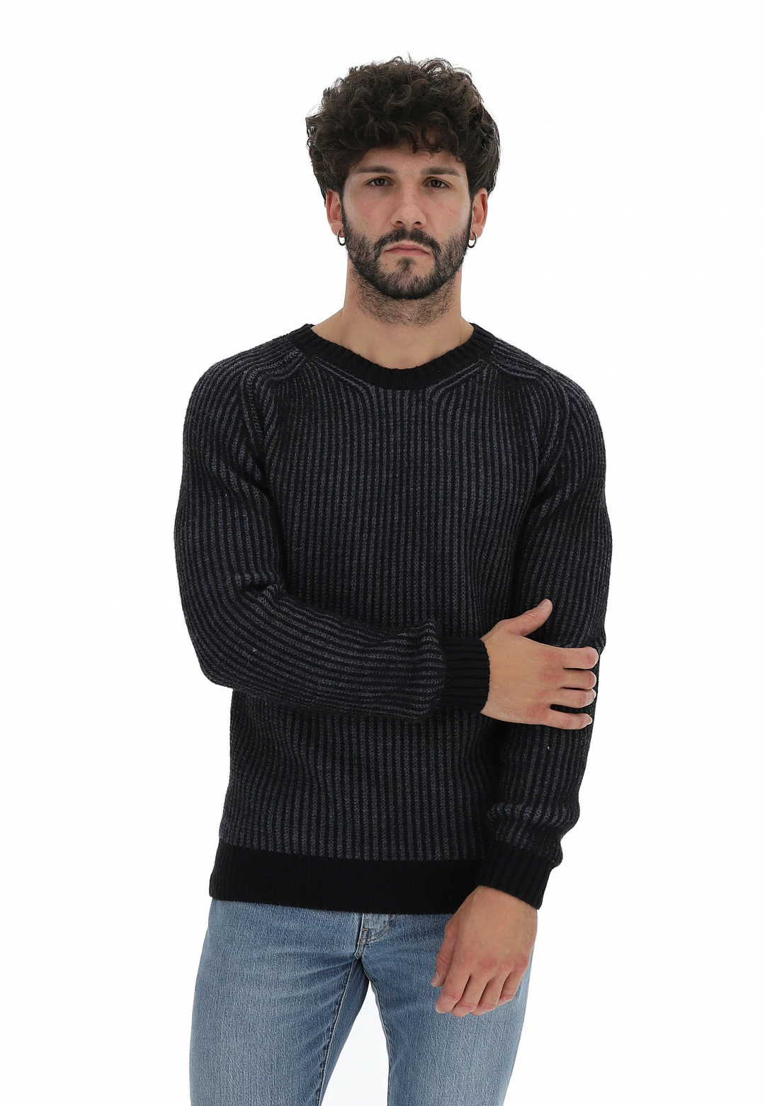 8.9 OTTOPUNTONOVE Maglione Girocollo In Costina Inglese Bicolor 8.9 Misto Lana 7 8.9 OTTOPUNTONOVE Maglione Girocollo In Costina Inglese Bicolor 8.9 Misto Lana - immagine 6