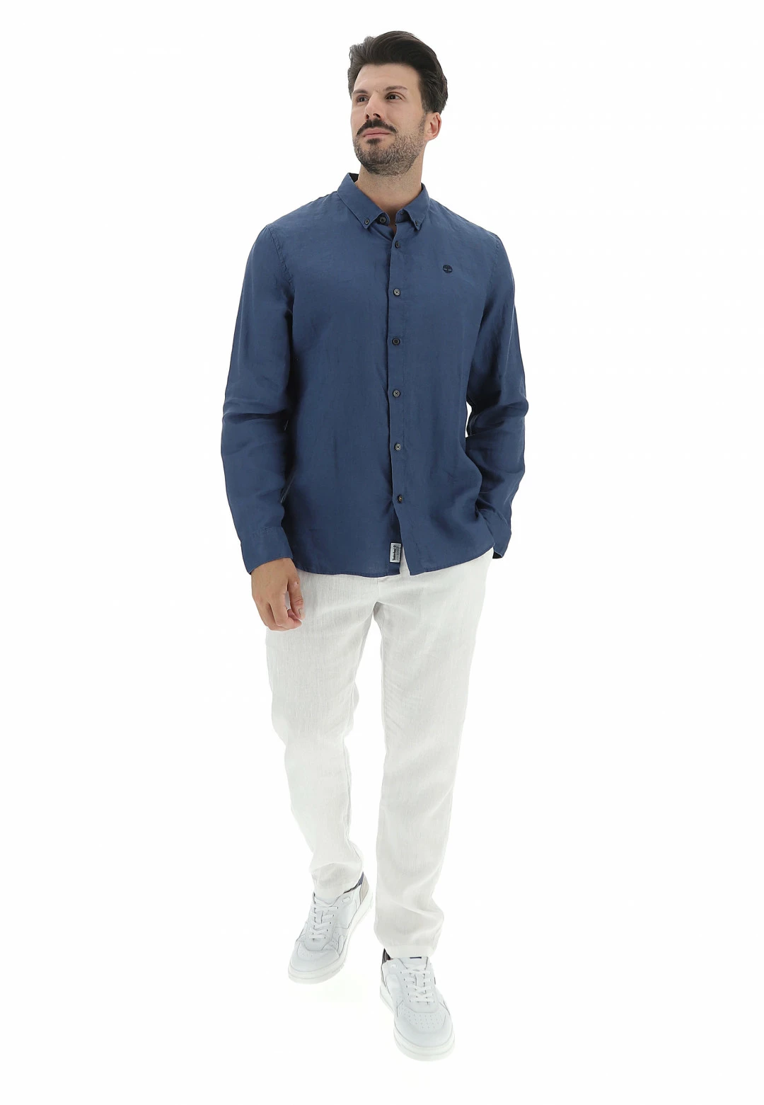 Camicia Timberland Uomo In Lino Con Logo Ricamato Tono Su Tono 6 Camicia Timberland Uomo In Lino Con Logo Ricamato Tono Su Tono - immagine 4