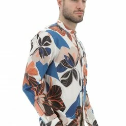 Camicia Age Uomo Con Collo Coreana E Fantasia Florelae In Lino E Cotone -Lacoste shop c20c998883a78243a4b6bed62e037875