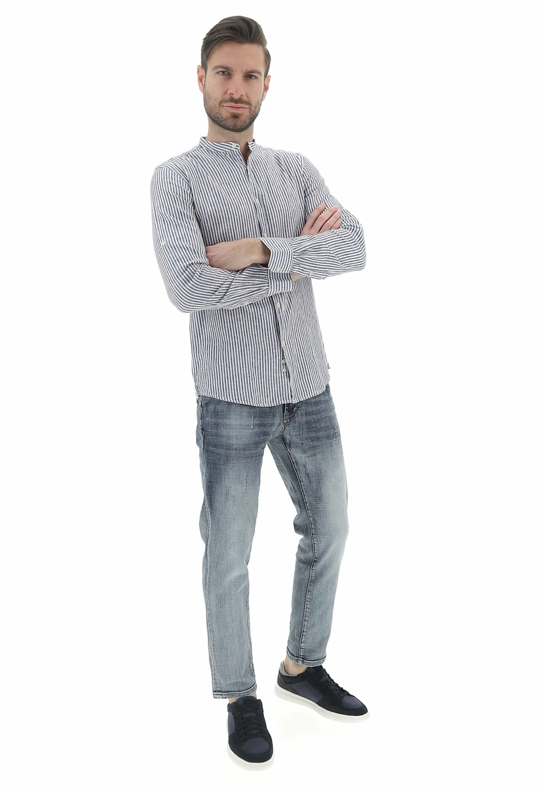 Over-D Camicia Over/d Con Collo Alla Corena In Misto Lino A Righe 11 Over-D Camicia Over/d Con Collo Alla Corena In Misto Lino A Righe - immagine 9