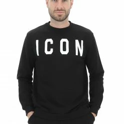 Felpa Girocollo Icon Uomo In Cotone Con Logo Grande Stampato