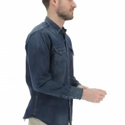 Camicia Replay Uomo In Denim Lavaggio Scuro Con Bottoni A Pressione -Lacoste shop c888e2bdeee71ddbec7ebed9d1c83eea