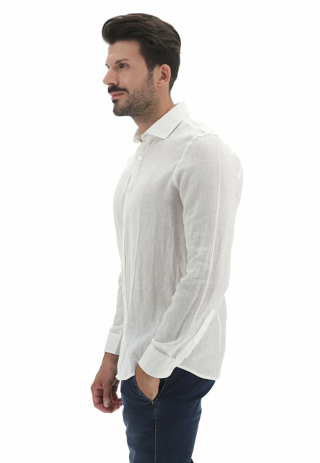 EKS Camicia In Lino Manica Lunga èks Uomo 4 EKS Camicia In Lino Manica Lunga èks Uomo - immagine 2