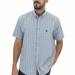 ROTTE MEDITERRANEE Camicia A Quadretti Azzurro/blu/marrone Colletto Botton Down