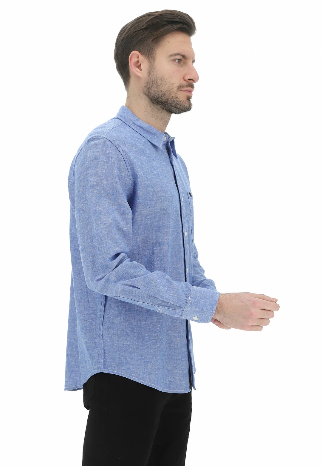 Camicia Uomo Lee In Misto Cotone E Lino Tinta Unita 4 Camicia Uomo Lee In Misto Cotone E Lino Tinta Unita - immagine 2