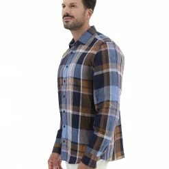 Camicia Olymp Uomo In 100% Lino Con Fantasia A Quadri -Lacoste shop cf991ed5a9a28d457a424ffeb216da21