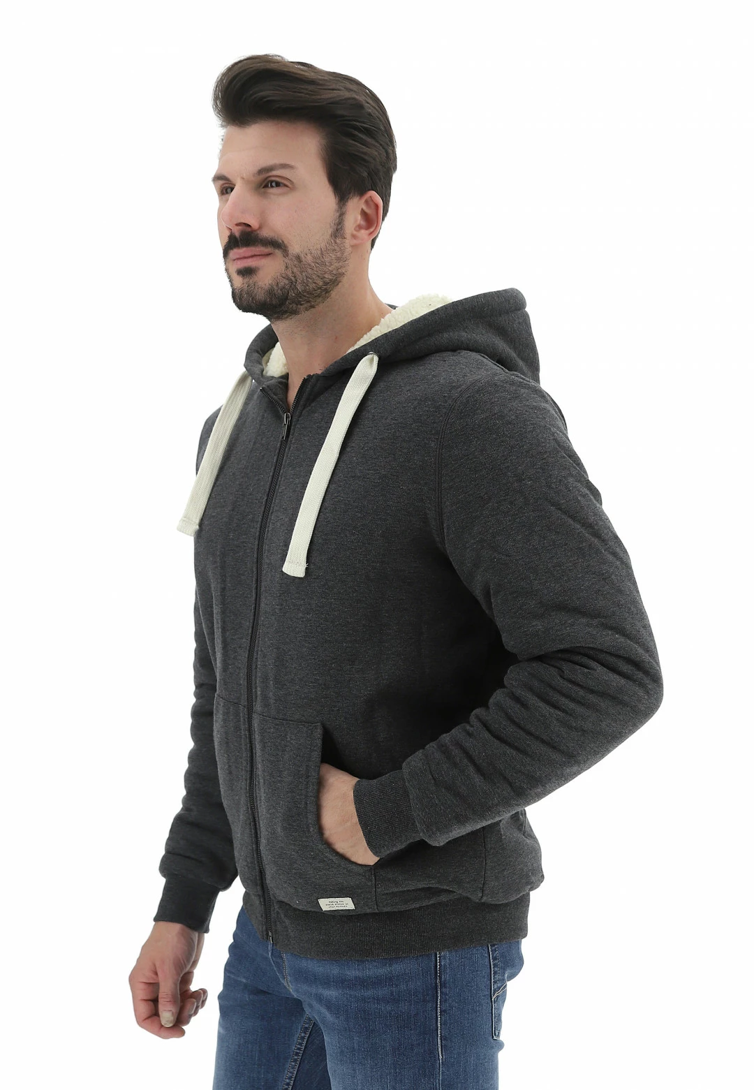 Felpa Con Cappuccio Blend Con Interno In Sherpa 4 Felpa Con Cappuccio Blend Con Interno In Sherpa - immagine 2