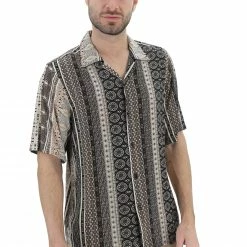 8.9 OTTOPUNTONOVE Camicia 8.9 Manica Corta Con Fanatsia Etnica All Over In Viscosa