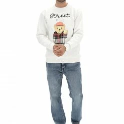 8.9 OTTOPUNTONOVE Felpa 8.9 Girocollo Felpata Made In Italy Con Scritta Ricamata E Stampa Orsetto Frontale -Lacoste shop d86e7e556d1a2dcd8619d40474345656