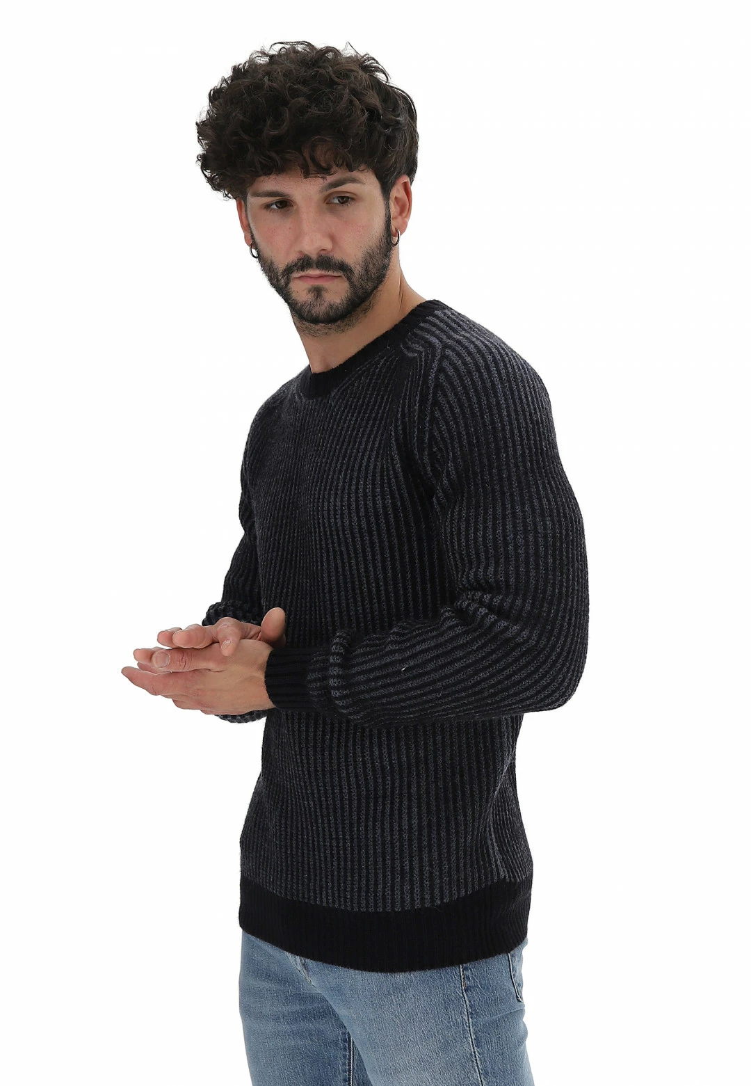 8.9 OTTOPUNTONOVE Maglione Girocollo In Costina Inglese Bicolor 8.9 Misto Lana 8 8.9 OTTOPUNTONOVE Maglione Girocollo In Costina Inglese Bicolor 8.9 Misto Lana - immagine 7