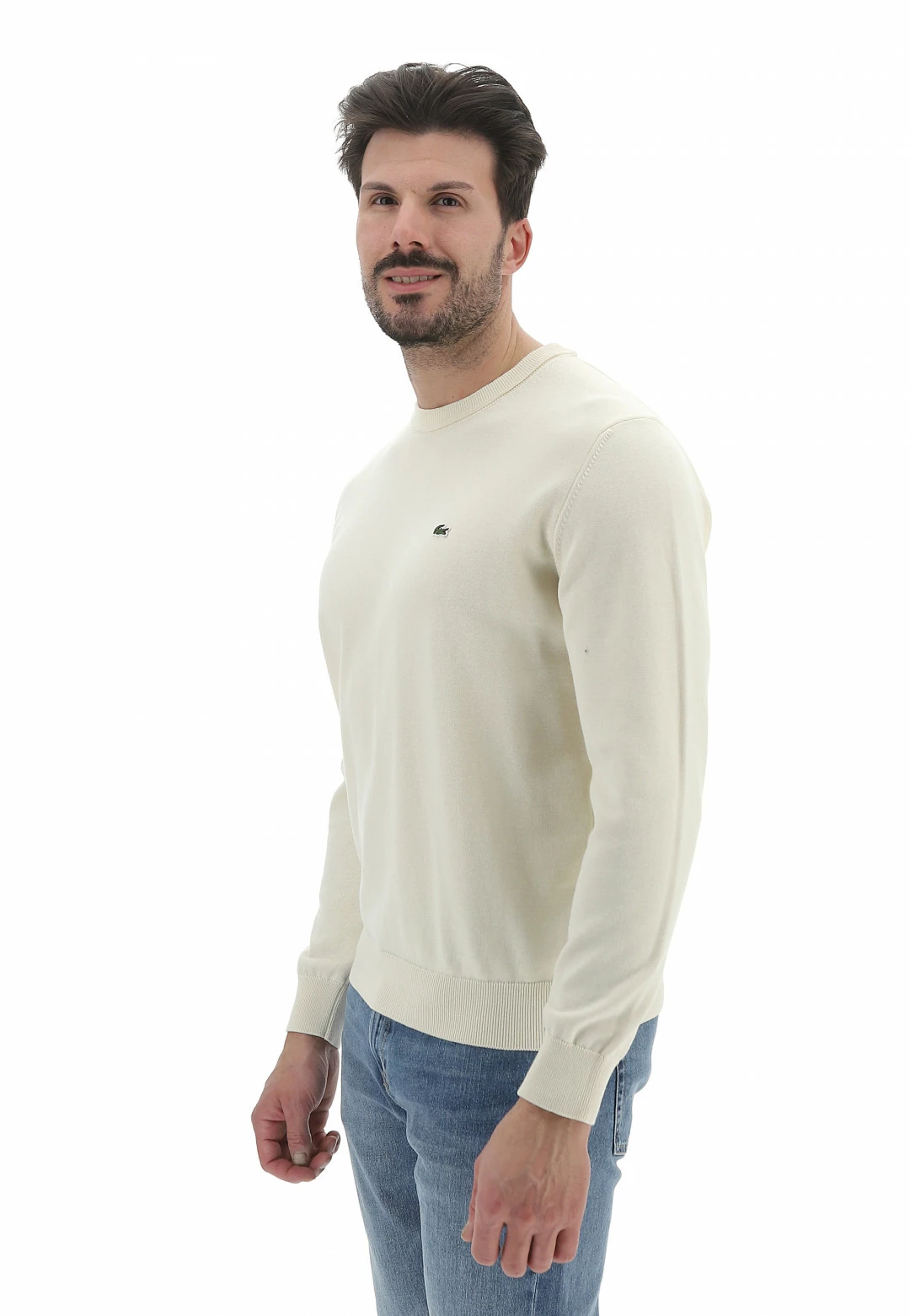 Maglioncino Girocollo Lacoste Uomo Tinta Unita Con Logo A Contrasto Sul Petto 8 Maglioncino Girocollo Lacoste Uomo Tinta Unita Con Logo A Contrasto Sul Petto - immagine 7