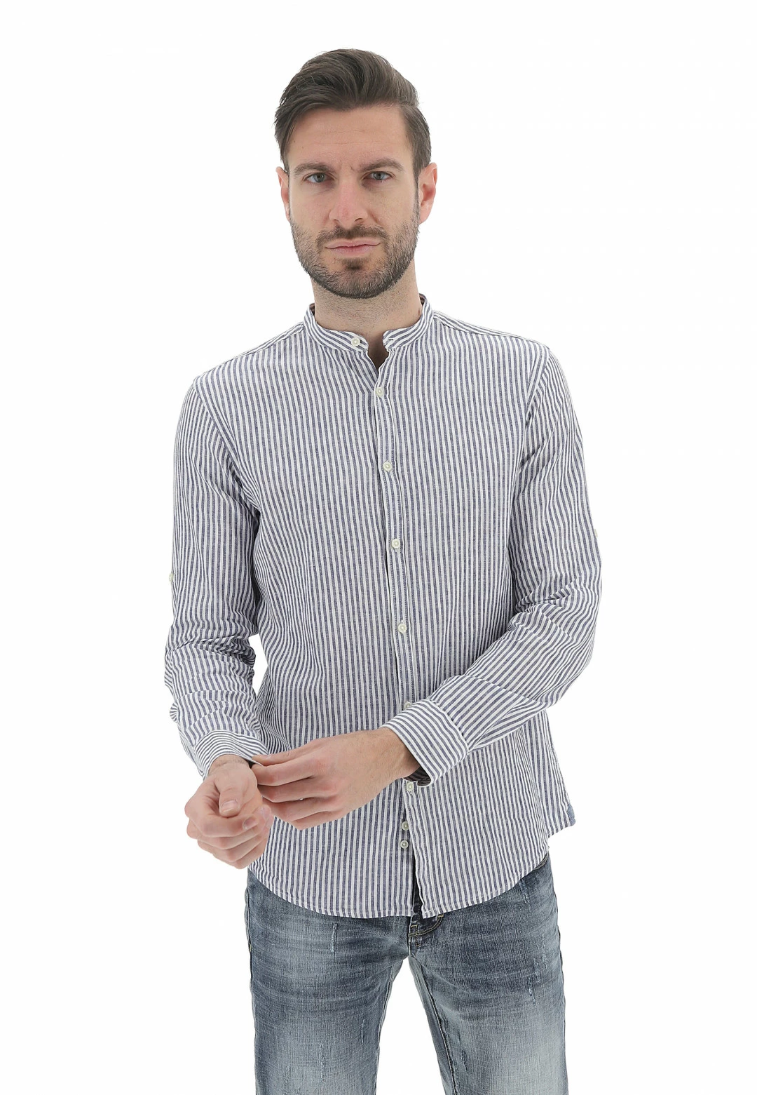 Over-D Camicia Over/d Con Collo Alla Corena In Misto Lino A Righe 8 Over-D Camicia Over/d Con Collo Alla Corena In Misto Lino A Righe - immagine 6