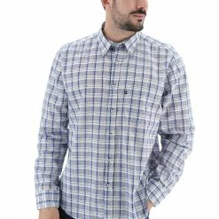 BLU SALINA Camicia Botton Down Con Quadro In Cotone/lino -Lacoste shop e07138f266a3b2cfddeb4c33014055bd