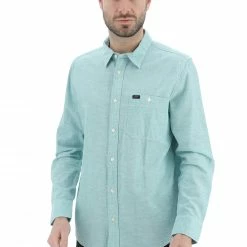 Camicia Casual Lee Uomo In Misto Lino E Cotone Con Taschino Tinta Unita